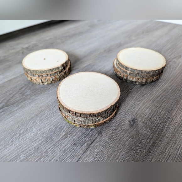 4 Rustic Linden Tree Wood Coasters - Picture 6 of 6
